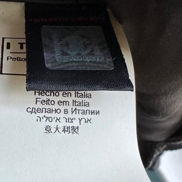 Roberto Cavalli Embossed Leather Trim Down Bomber Puffer Coat - Picture 10 of 12